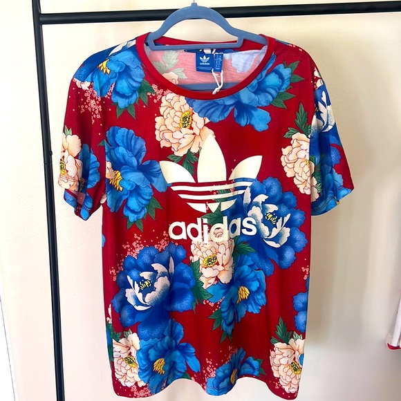 adidas Tops Adidas Floral Tshirt Poshmark